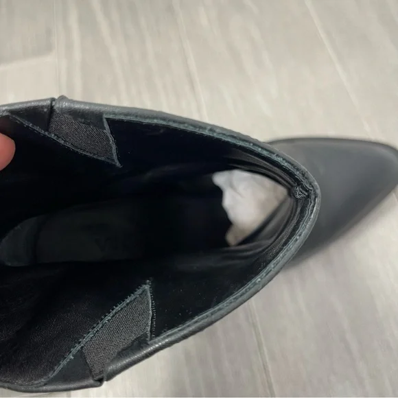 VINCE Erving Western Ankle Bootie Black Leather Stacked Heel Pointed Toe Boots 6 - Picture 11 of 16